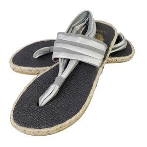 Nahlo Memory Foam Yoga Mat Espadrilles Silver Gray Striped Ganika Sandals 9/39